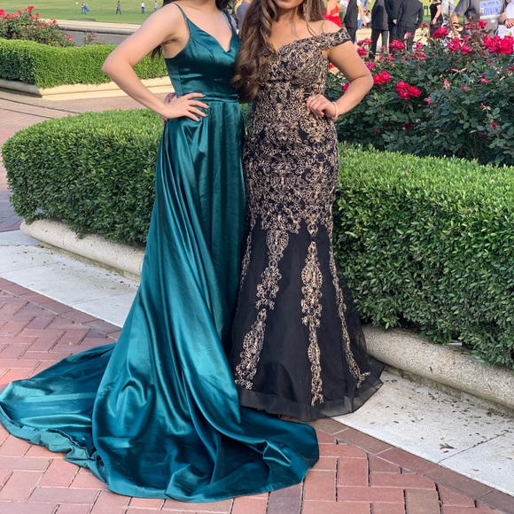 Teal Green Satin Prom Dress by A&N Luxe - Picture 3 of 3